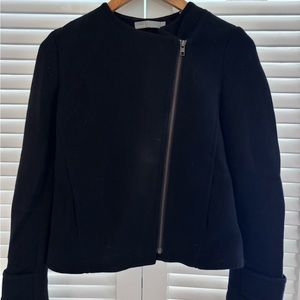 Vince Asymmetrical Knit Moto Cotton Blend Jacket - Black